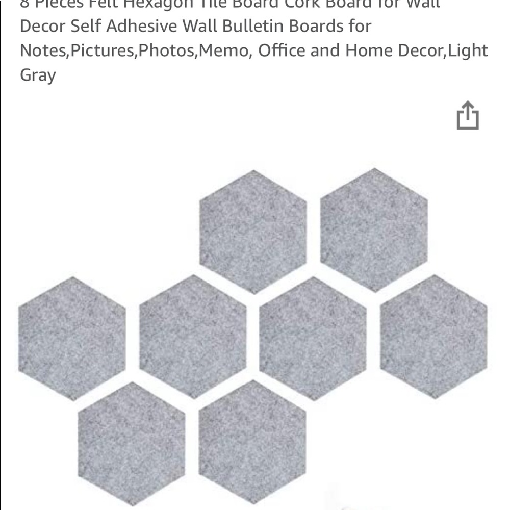 Light Grey felt hexagon peel and stick cork boards - never used! Still stackable